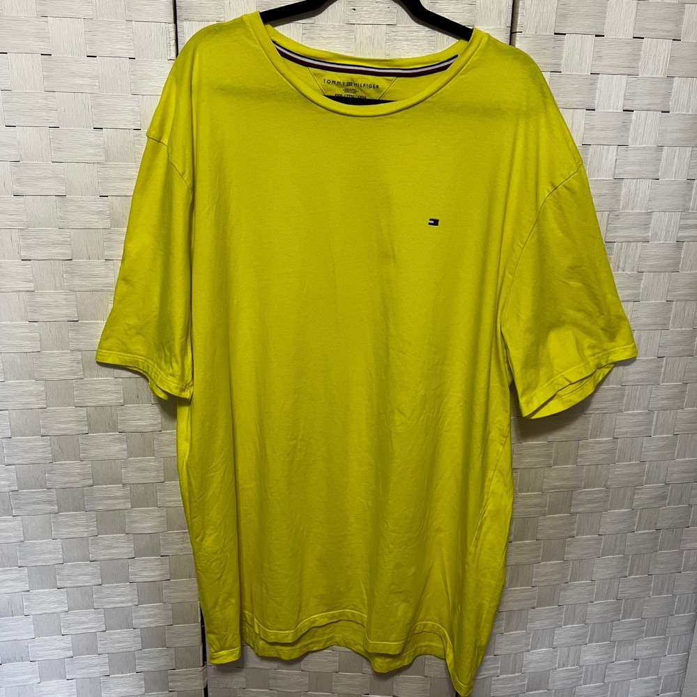 Tommy Hilfiger Logo Yellow Cotton T-Shirt‎ Short Sleeve Tee Casual Size XXXL